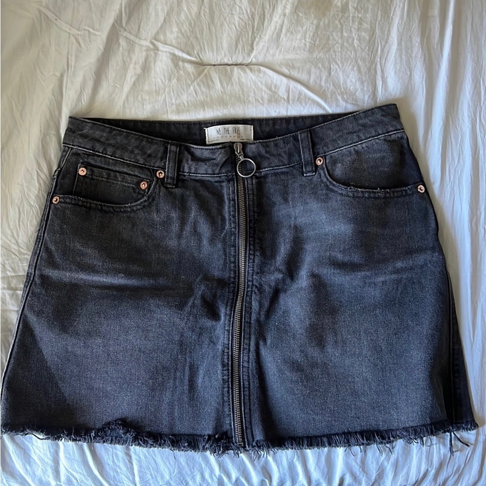 free people black denim skirt